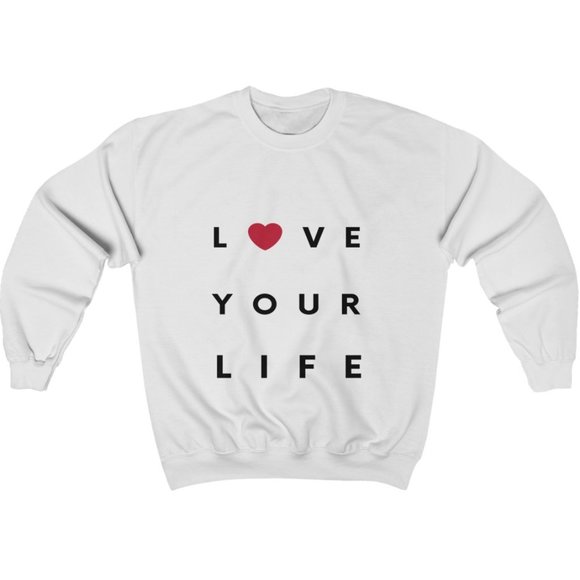 SBC Love Your Life Crewneck White Sweatshirt - Picture 1 of 2